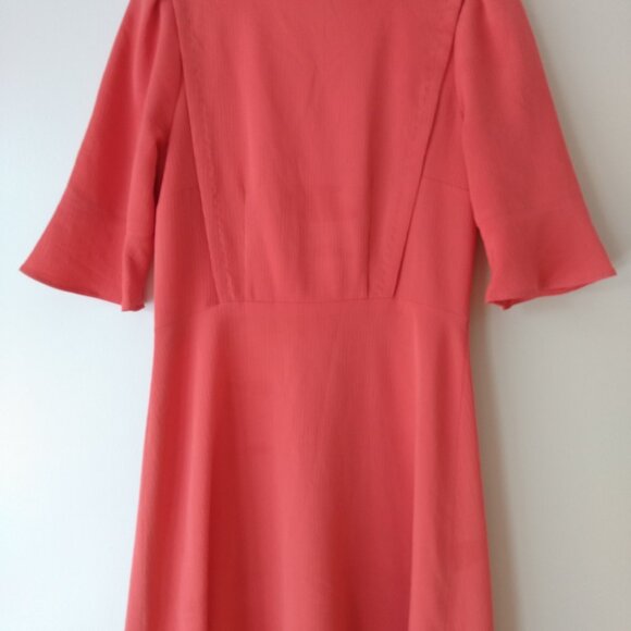 Amish Mennonite Cape Dress 34"B 27.5"W Handmade Modest STAINS Pink Coral Crinkle - Picture 3 of 16